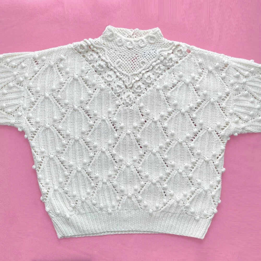 Vintage Bobbled Cotton Sweater by Design Zone Two 1989 - Picture 4 of 11